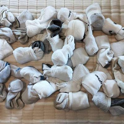 Group Of Men's White Ankle And Crew Socks