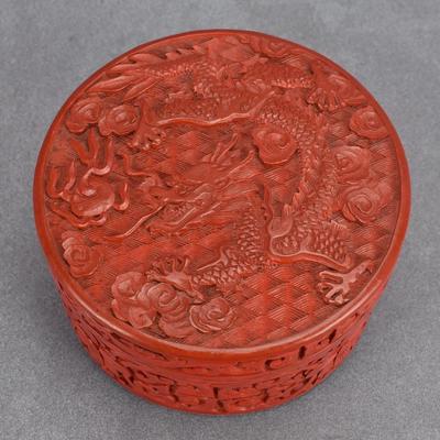 Chinese Lacquered Dragon Cinnabar-Style Trinket Box