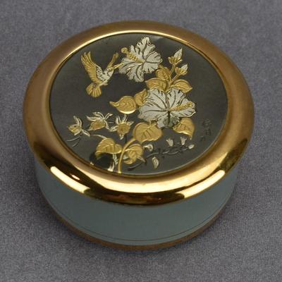 Vintage Japanese Chokin Floral Porcelain Trinket Box