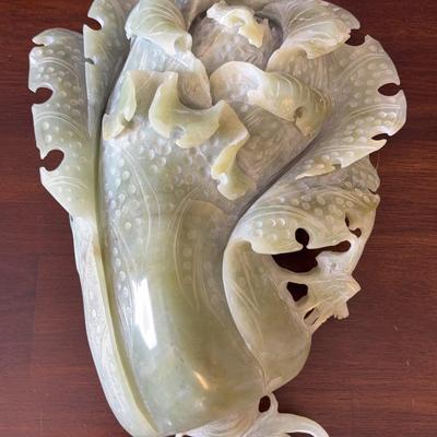 Large East Asian Carved Jade Flower