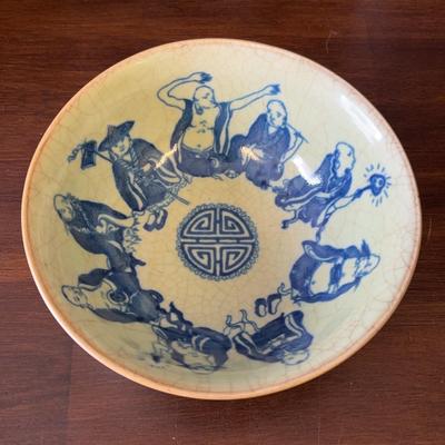 Vintage/Antique Chinese 9 Immortals Porcelain Bowl