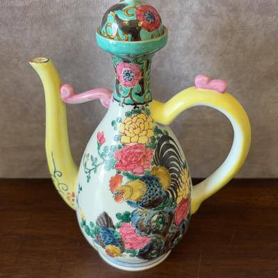 Vintage Chinese Famille Rose Colorful Porcelain Pitcher