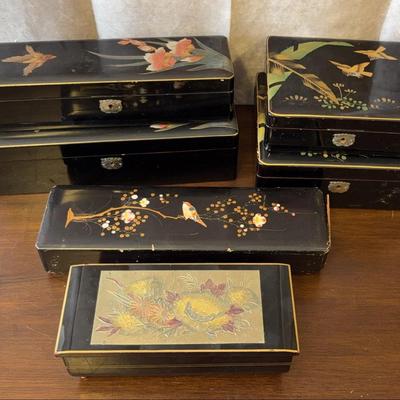 Assort of Vintage Japanese Lacquered Trinket Boxes