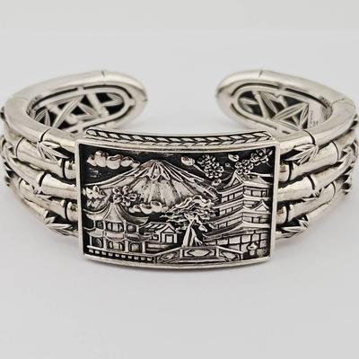 JAI By John Hardy Mt. Fuji Bamboo Sterling Silver Cuff Bracelet 