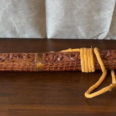 Vintage South Asian Sword W/ Carved Wooden Sheath