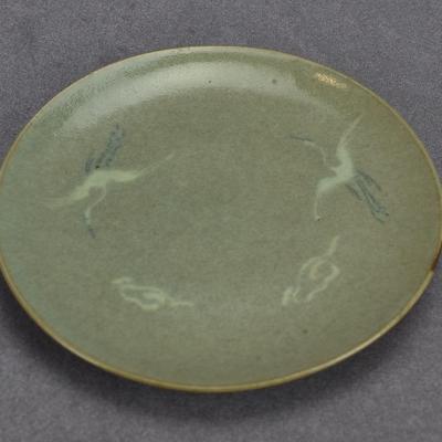 Antique Korean Celadon Crane Saucer