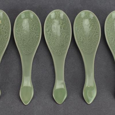 Vintage Southeast Asian Celdaon Soup Spoon Set