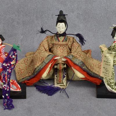 Three Vintage Japanese Hina Dolls