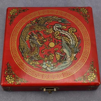Vintage Chinese Miniature Chess Set W/ Travel Case