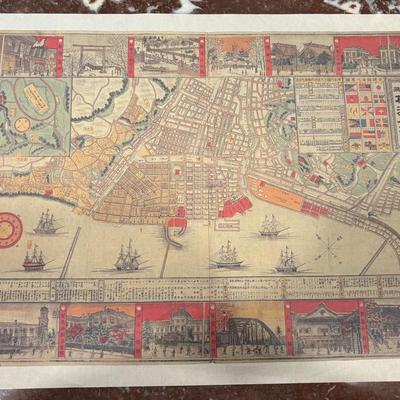 Japanese Map of Yokohama Print