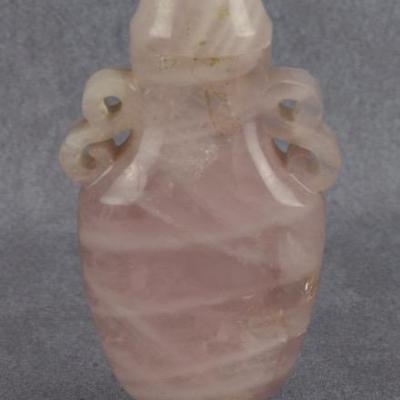 Chinese Rose Quartz Lidded Vase