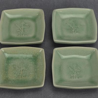 Vintage East Asian Celadon Coaster Set