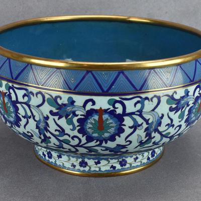 Large Vintage Chinese Cloisonné Enamel Bowl