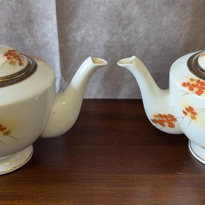 Pair of Vintage Japanese Imari Porcelain Teapots