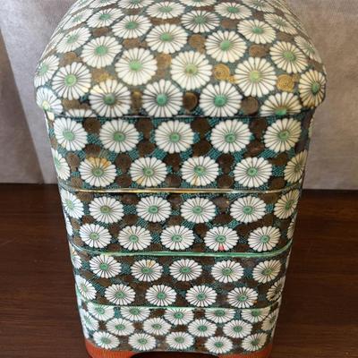 Vintage Japanese Floral Stacking Porcelain Food Container