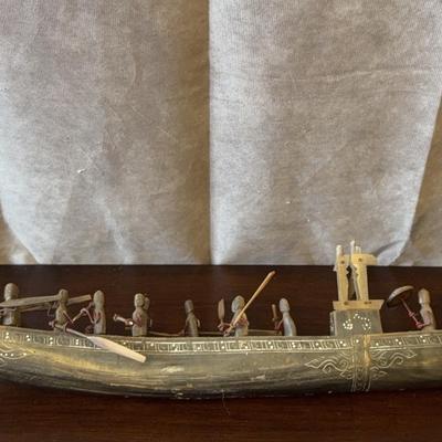 Vintage Southeast Asian Carved Horn Rowboat Display