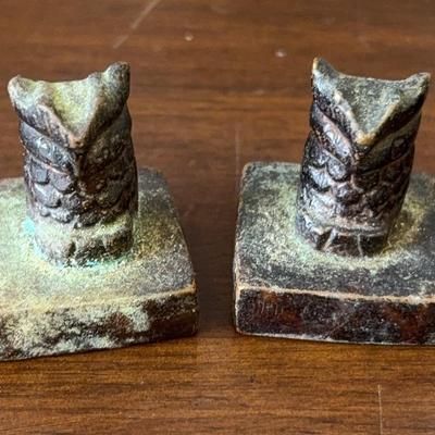 Pair of Asian Bronze Owl Stamps