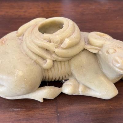 Chinese Carved Soapstone Buffalo Form Water Coupe