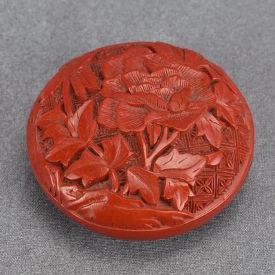 Chinese Lacquered Cinnabar-Style Floral Trinket Box