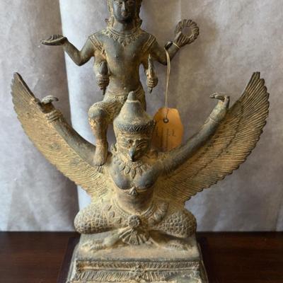 Antique Southeast Asian Bronze Vishnu Riding Garuda Statue