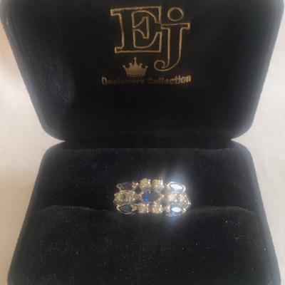 14k White Gold Ring: Diamond & Sapphire 