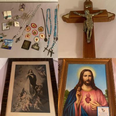 Huge Lot Of Religious Collectibles incl. Crucifix “Altar”