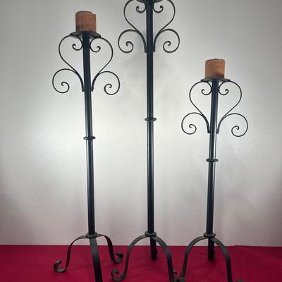 Set Of Three Metal Candle Holders