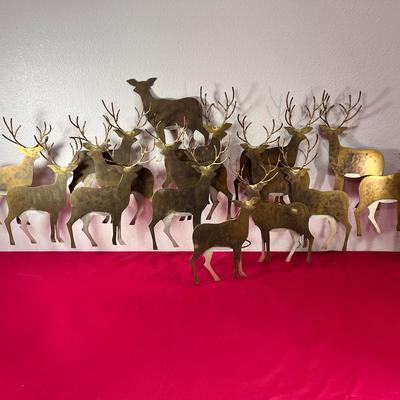Large C. Jeré Brass Deer Herd Wall Sculpture 