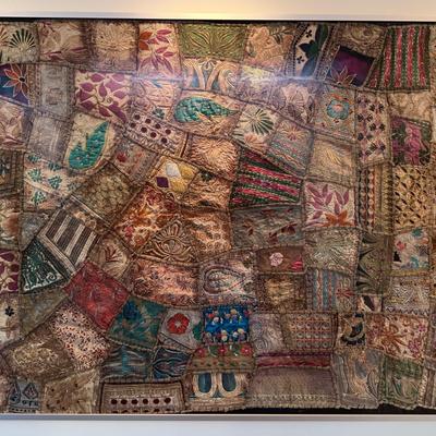 Indian Embroidered Patchwork Framed Wall Hanging
