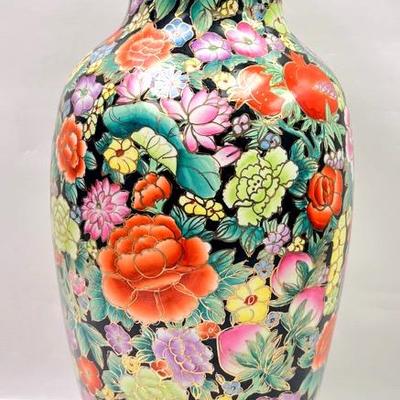 Hand-Painted Porcelain Vase with Stand