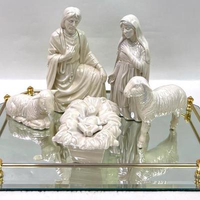1994 Ceramic Nativity Scene & Glass Tray