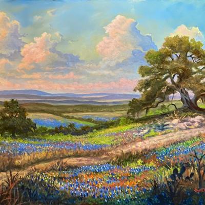 Texas Spring Colors 16" x 20" Oil Painting on Panel, Reserve Price $750