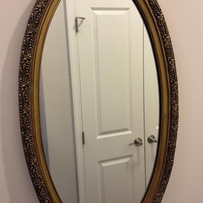 Vintage Ornately-Framed Gold Oval Wall Mirror