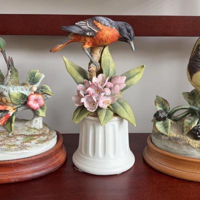 Three Andrea Colorful Ceramic Bird Figures