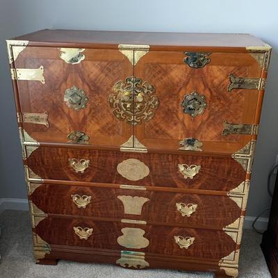 Korean Brass & Wood Storage Chest