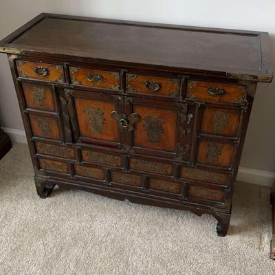 Antique Korean Bird Themed Cabinet