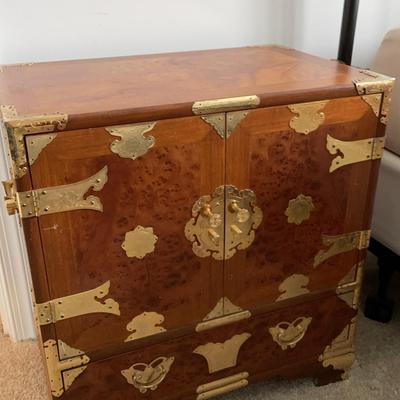 Vintage Korean Burlwood Nightstand