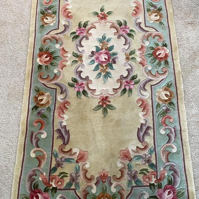 Cream & Green Aubusson Rug