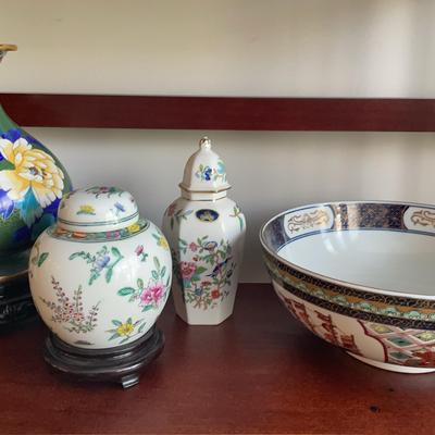 Asian Style Floral Pattern Pottery