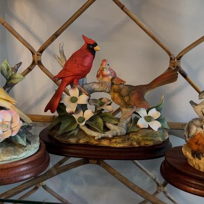 Three Andrea Colorful Ceramic Multi-bird Figure Displays
