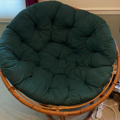 Papasan Chair with Green Cushion