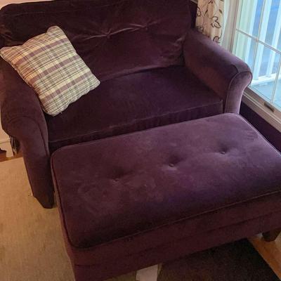 Lazyboy Purple Chair with Ottoman & Pillow