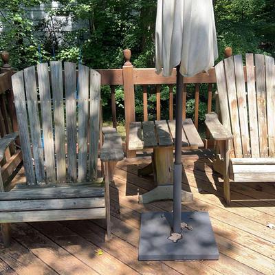 Wooden Adirondack Chairs And Table 