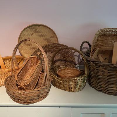 Assortment of Wicker & Metal Baskets