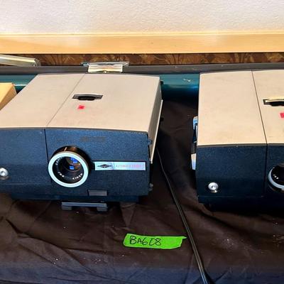BA608 Two Vintage Sawyer Rotomatic Slide Projectors W/Screen
