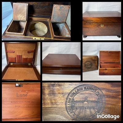 Four Wooden Collectors Boxes-Lane, Bombay, RMC, Vintage Tobacco Box
