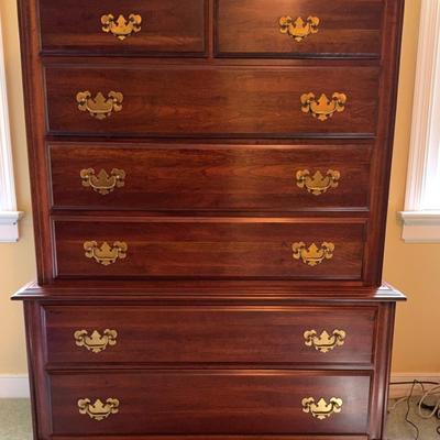Tall, American Style Cherry Chest On Chest