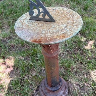 Metal Sundial On Cast Iron Base