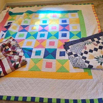 3 Vintage Bedspread Quilts