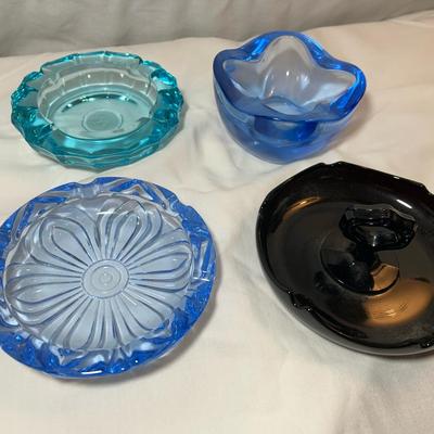 Group Of Vintage Glass Ashtrays 